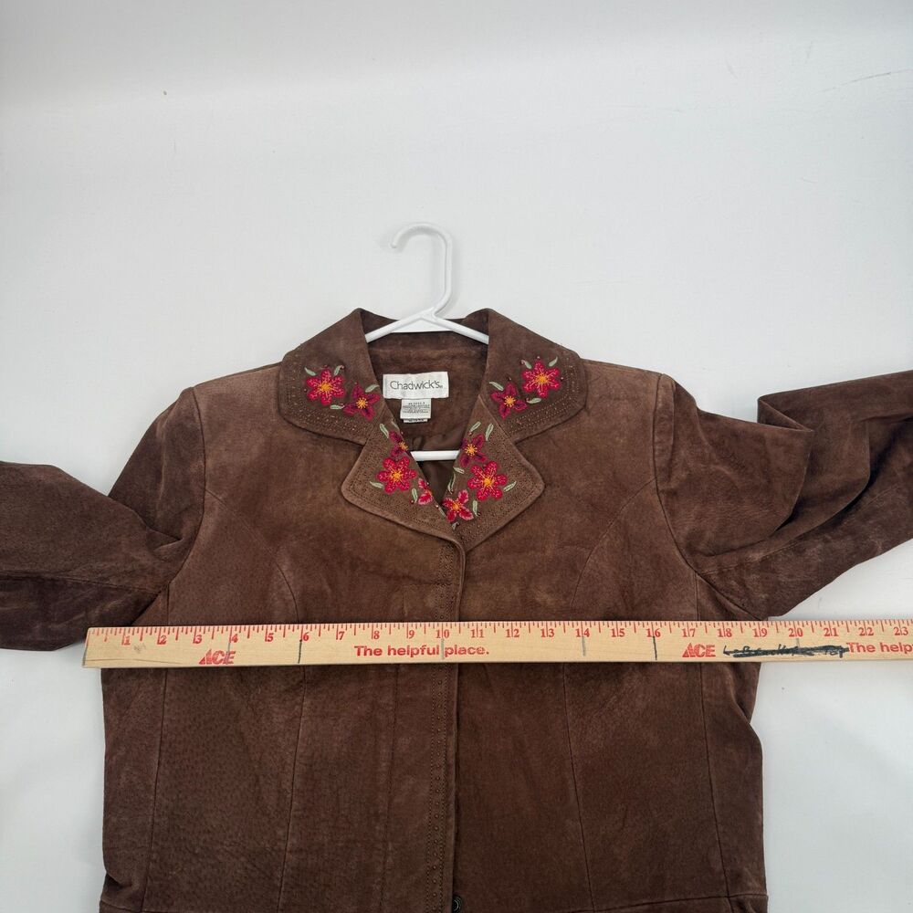 Vintage Suede Jacket Western Cropped Cowgirl Rodeo Brown Embroidered Women Sz 8 - Picture 7 of 13